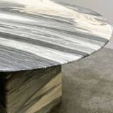 Large vintage unique marble table with zig zag base, France, 1980s