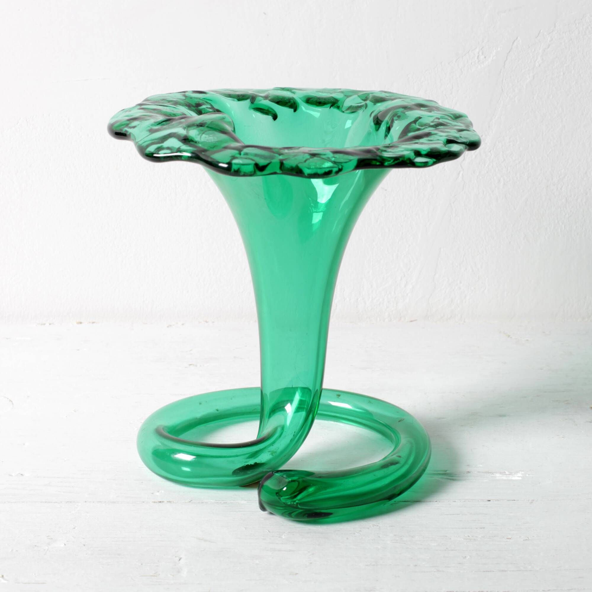 Vintage Green Glass Art Vase / Hand-blown Home Decor / Stilvetro / Rome