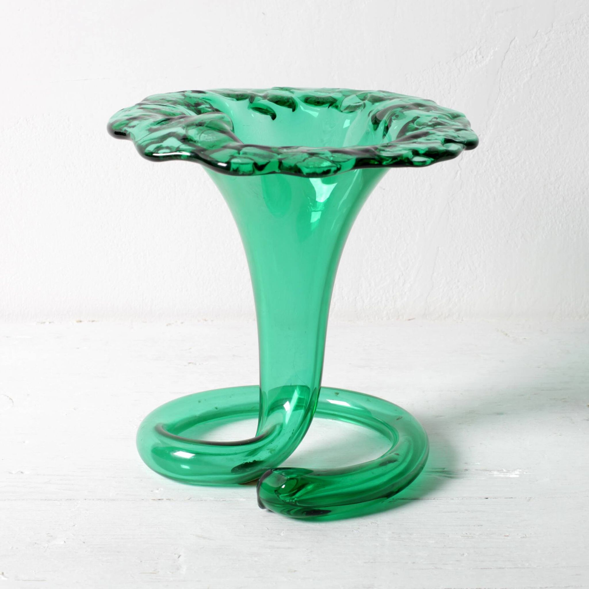 Vintage Green Glass Art Vase / Hand-blown Home Decor / Stilvetro / Rome