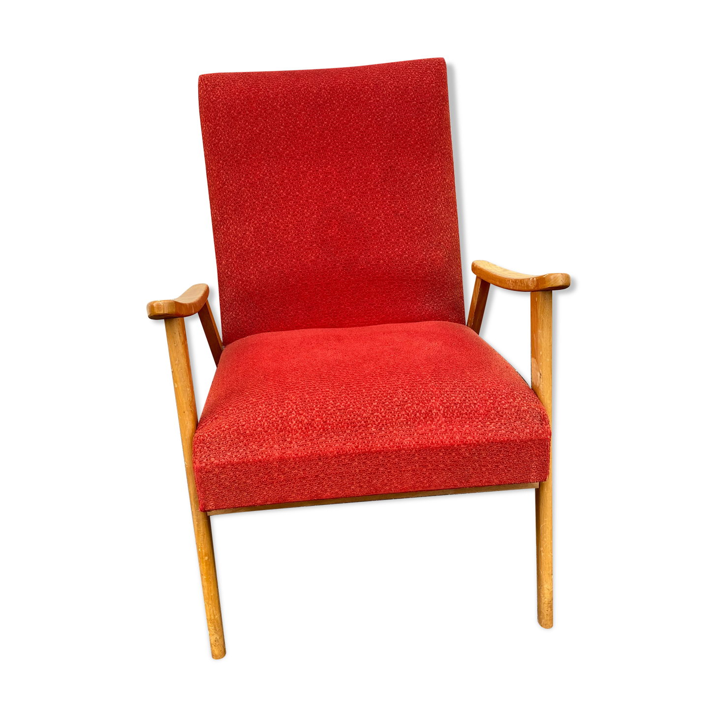 Red boomerang armchair