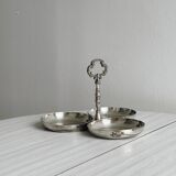 antique tripartite dish with carved handle