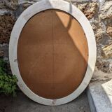 Grand miroir ovale bois peint décoration scandinave campagne brocante slow