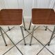 Pair of formica stools brown style veneer and white 70s