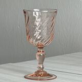 6 liqueur stemmed glasses in twisted pink glass, rosaline.