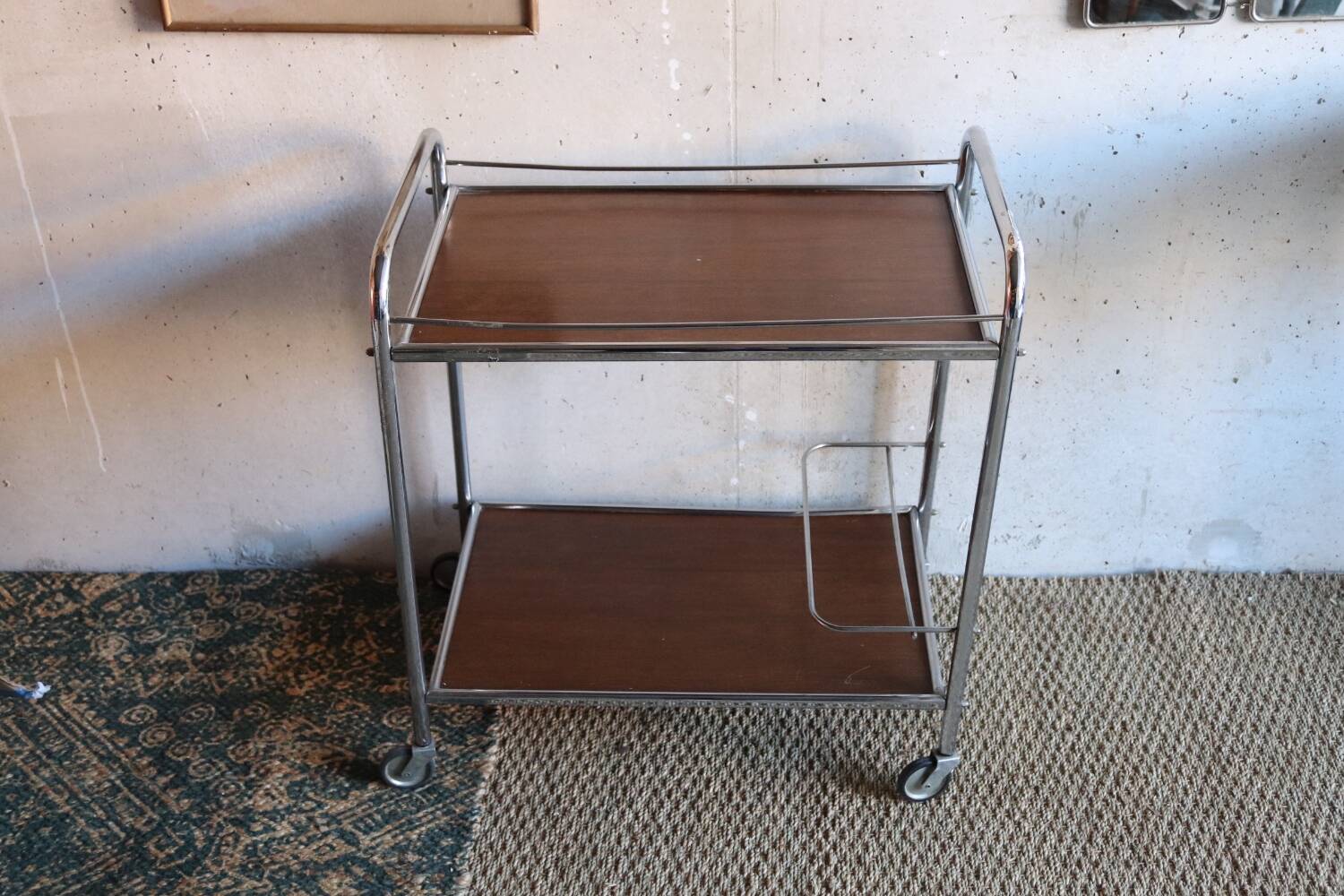 Vintage trolley Wood and chrome 70's