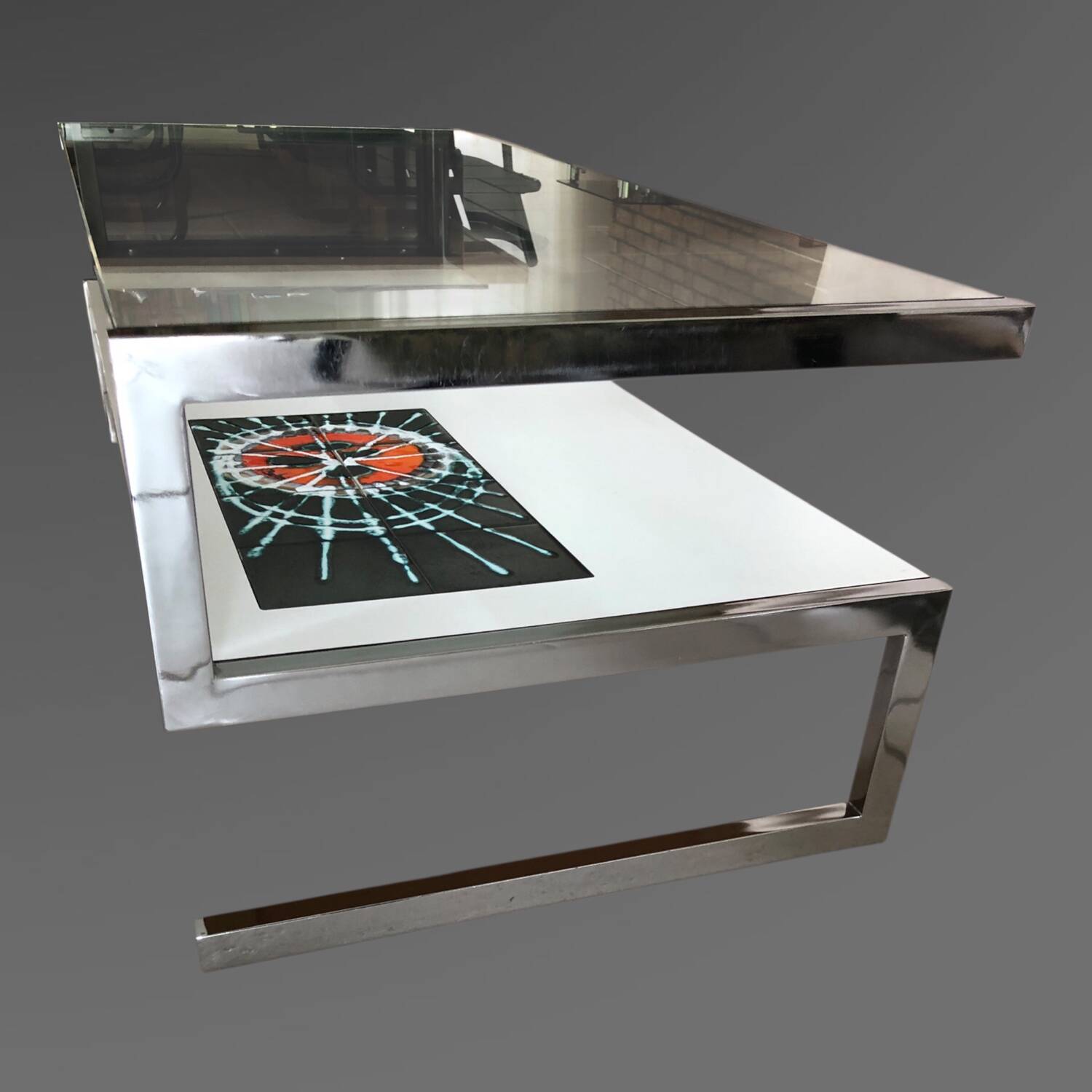 Belarti glass and ceramic coffee table from the 70s
