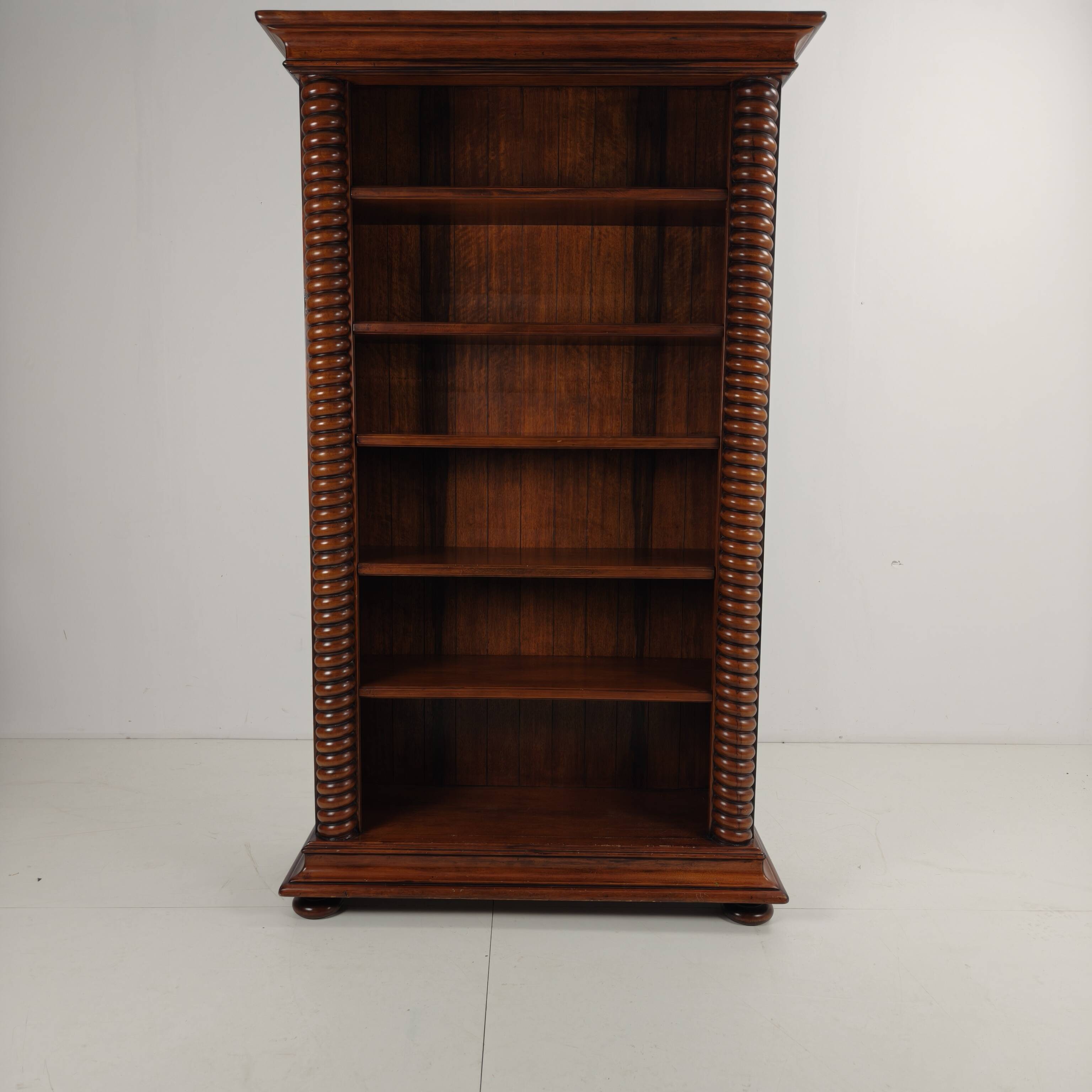 Barley Twist Open Bookcase – Solid Walnut, circa 1930