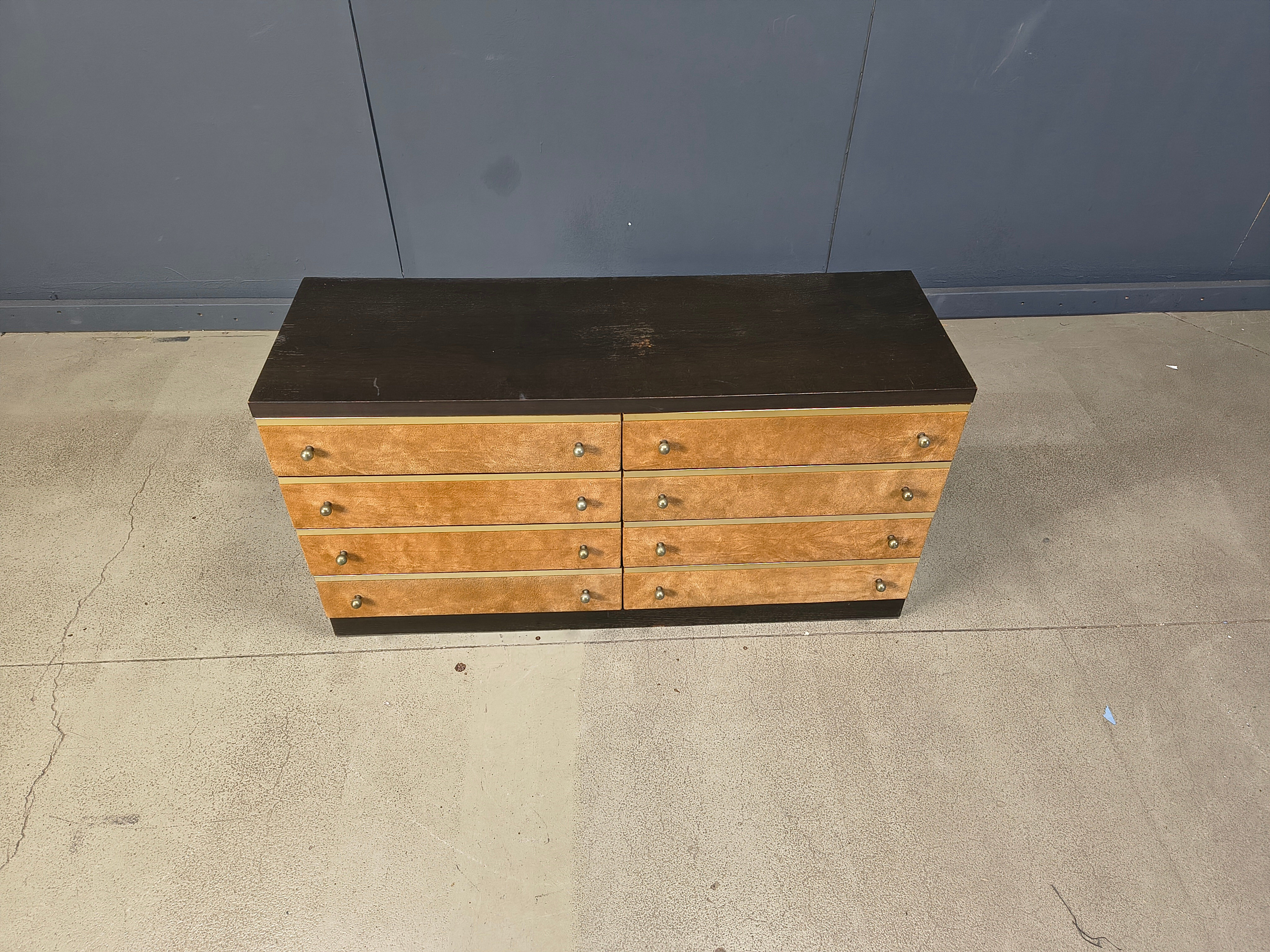 Commode en velours vintage italienne, années 1970