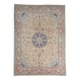 Antique Turkish wool rug in faded floral patterns, 10 x 13 feet.