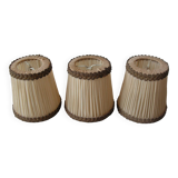 Set of 3 old pleated fabric lampshades clip-on model chandelier lamp lighting fixture n2