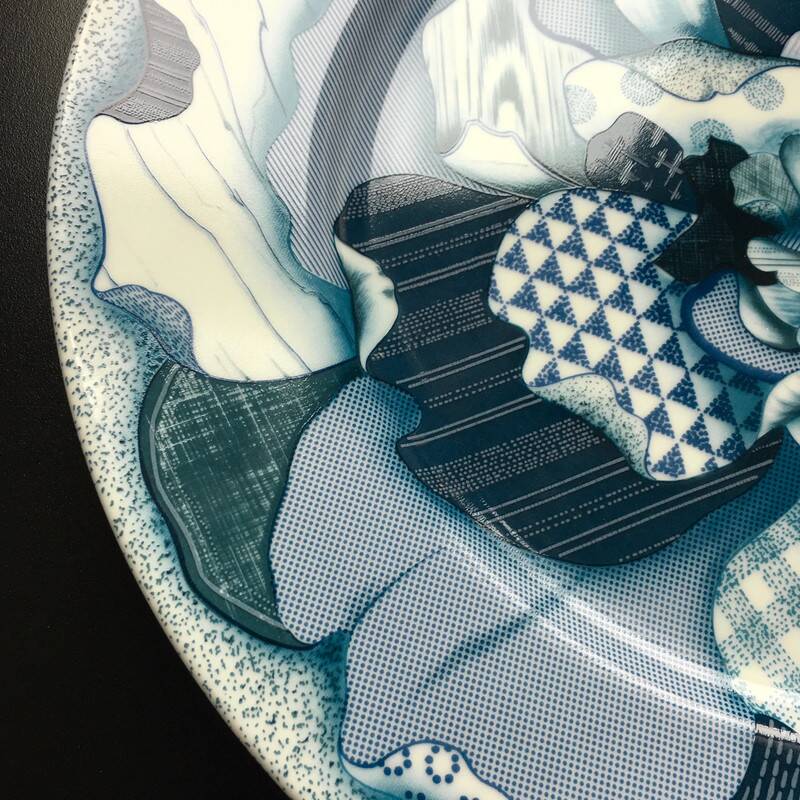 Assiette Présentation 31cm Taitu Milano Bluebianco 1987 Vintage