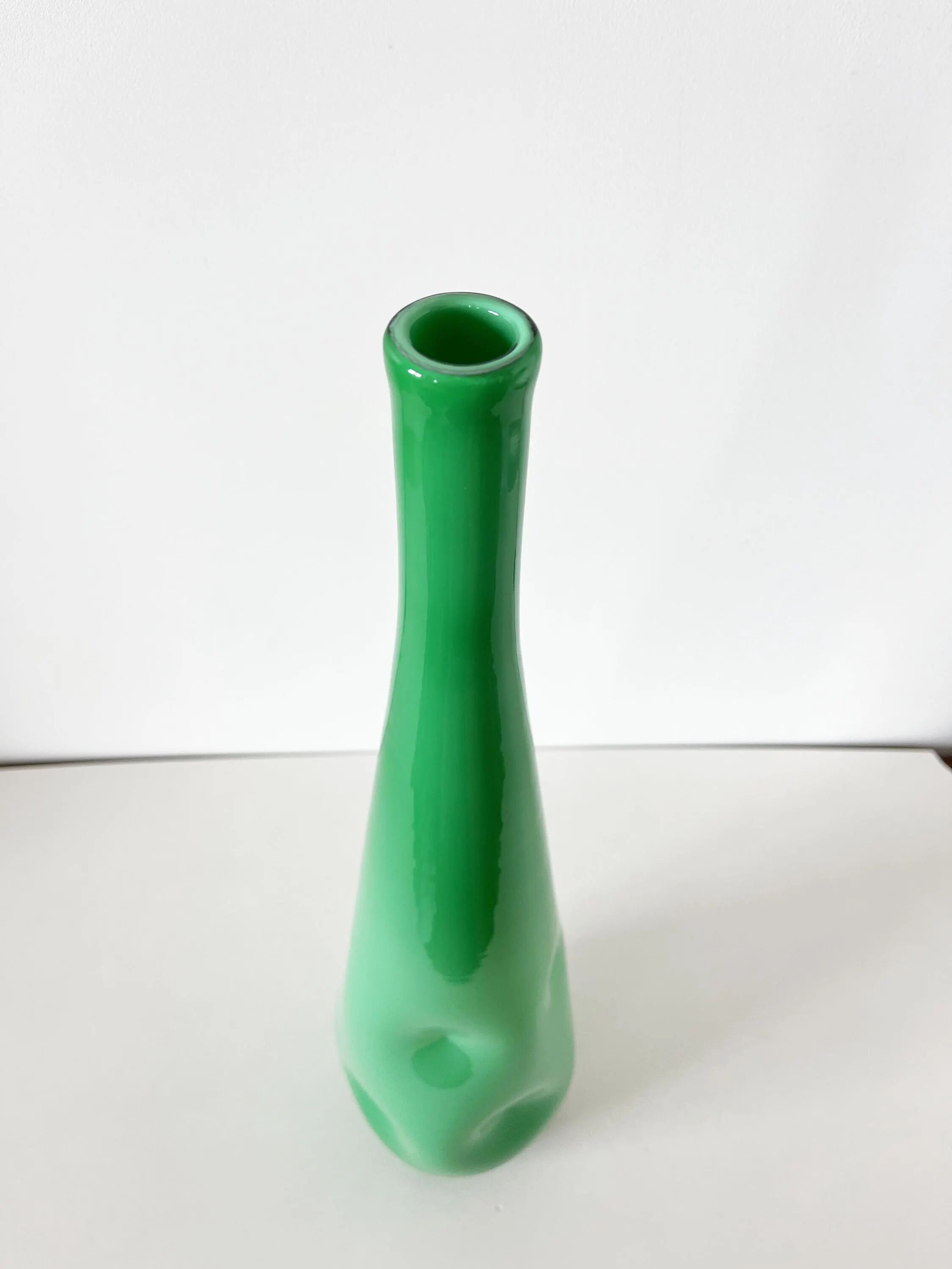 Green opaline Italian bottle 1960 EMPOLI