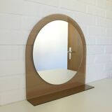 Miroir de courtoisie avec étagère, miroir mural vintage en plastique fumé de style Space Age