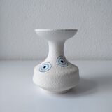 White and blue ceramic vase with italian relief