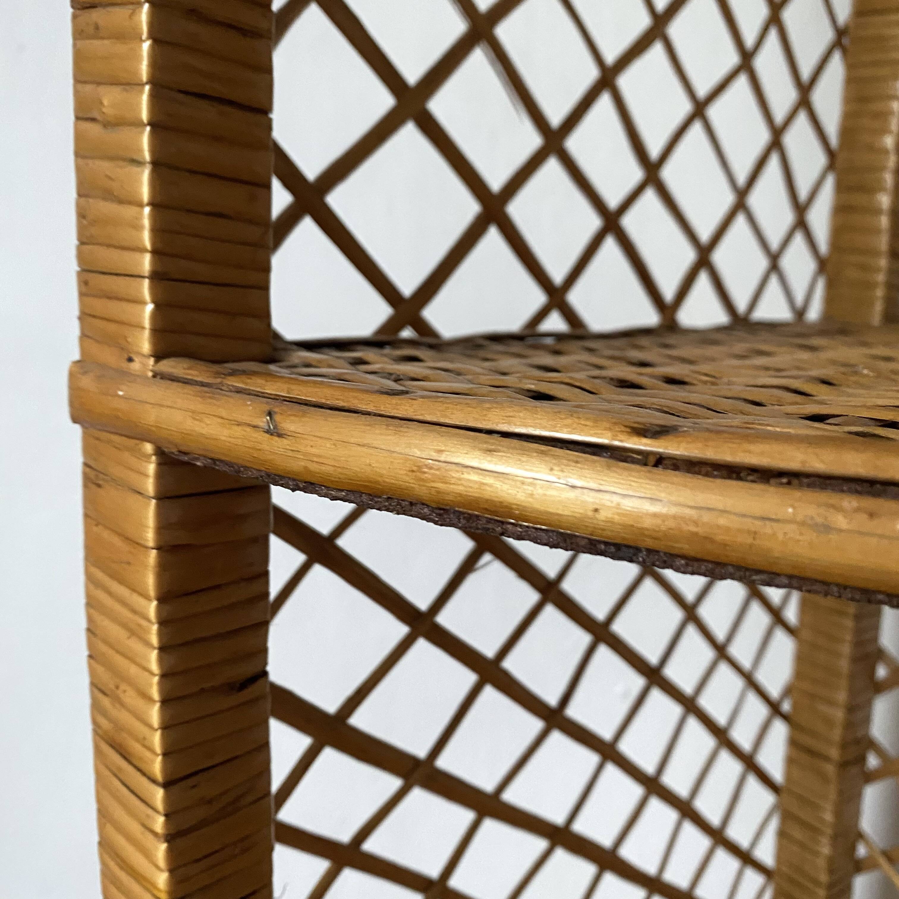 rattan corner shelf from the 60s and 70s