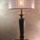 Lamp 1970 sheathed in brown leather iron brush 48xh74