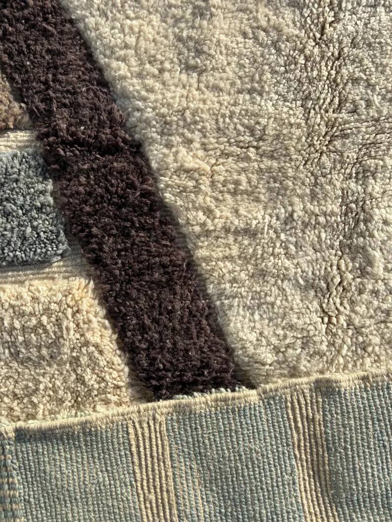 Tapis moderne marocain 200x300 cm – Tapis Berbère en laine fait main – Design géométrique texturé blanc – Tapis de salon minimaliste moderne