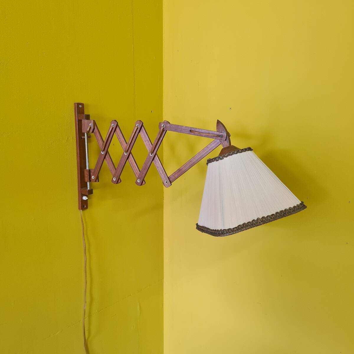 Dutch Wooden Hinge Wall Lamp, from the 1960s