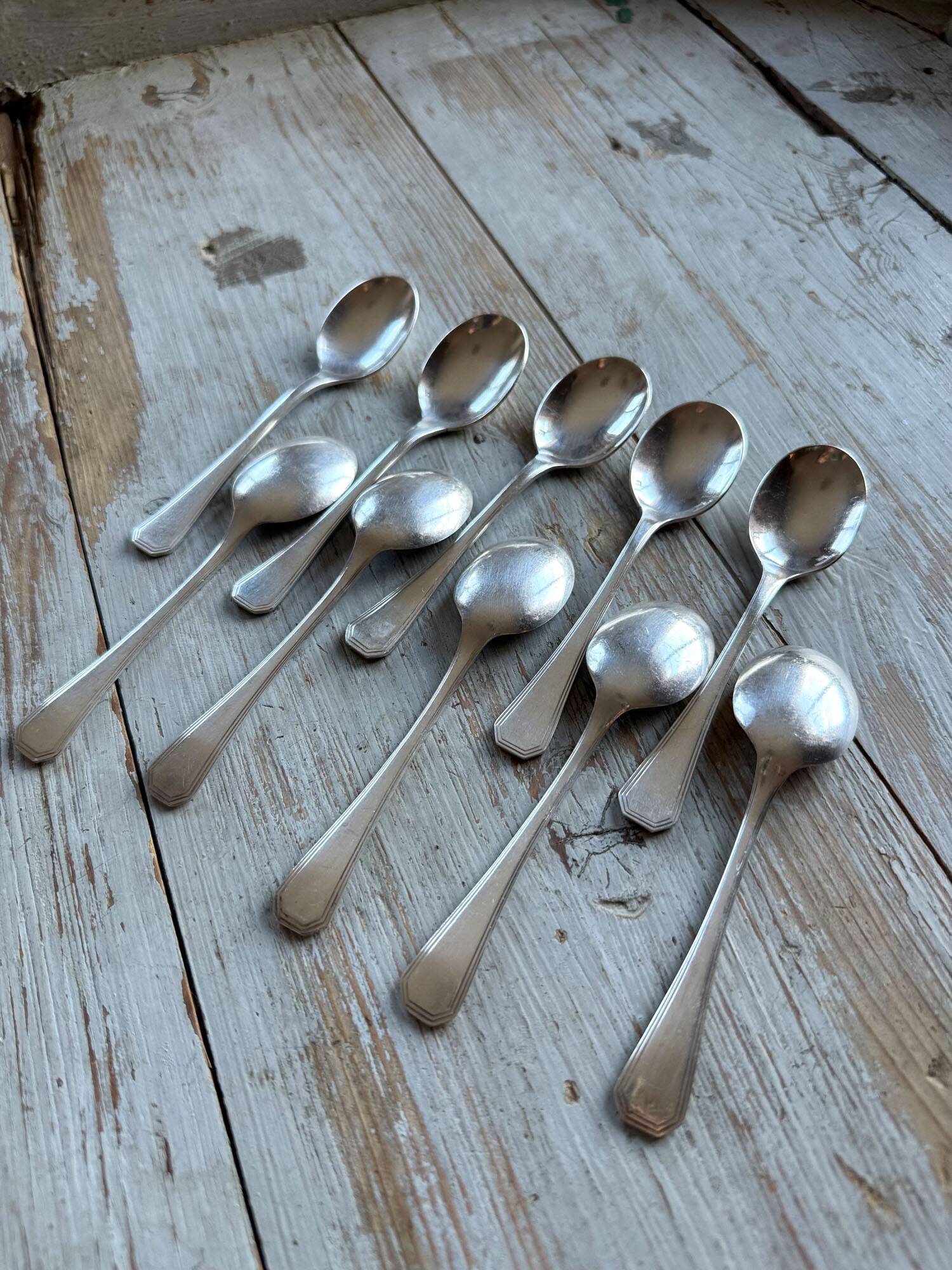 Set of 10 ice cream spoons, America, Christofle