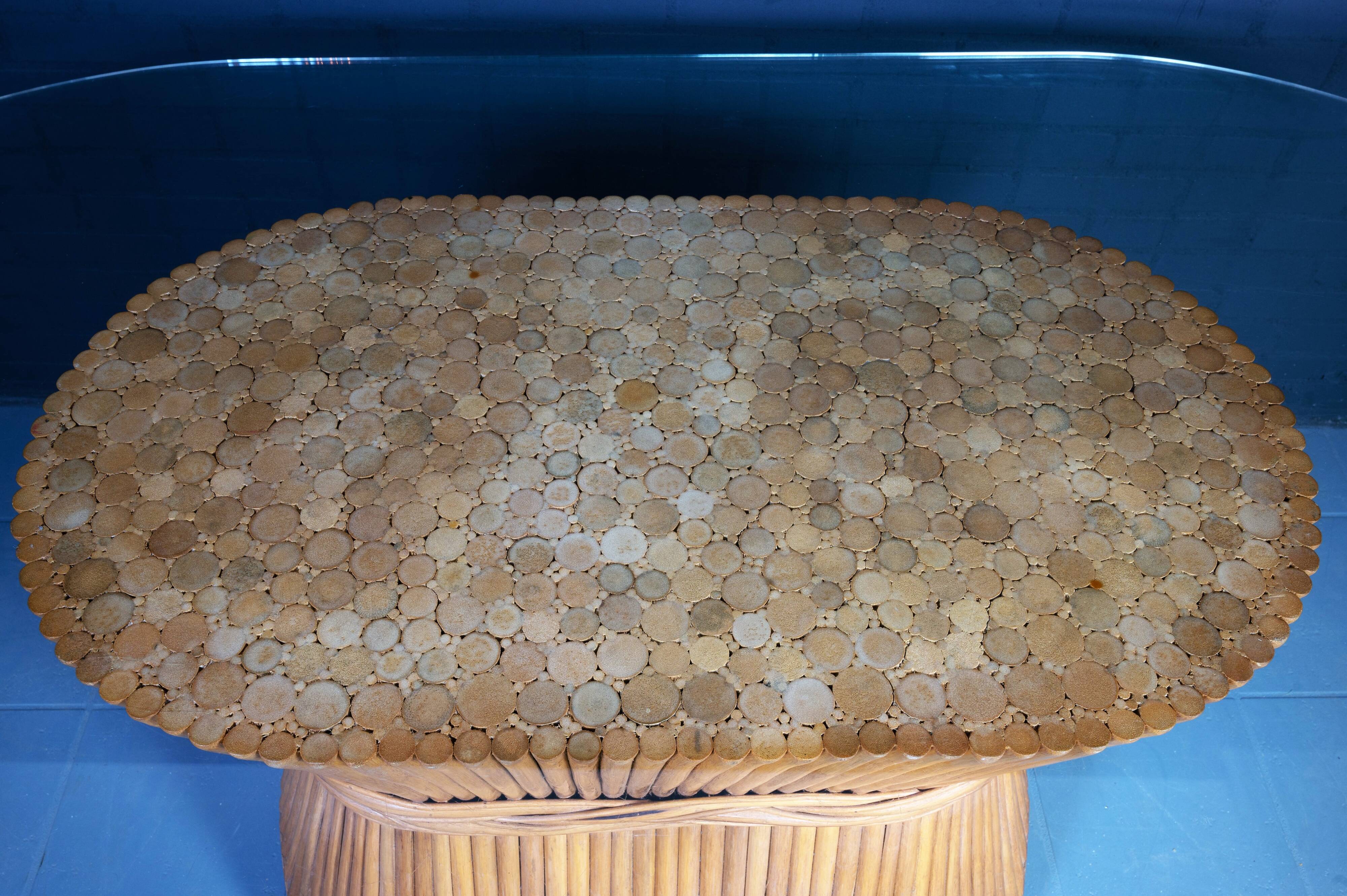 McGuire sheaf of wheat bamboo dining table, USA 1980s