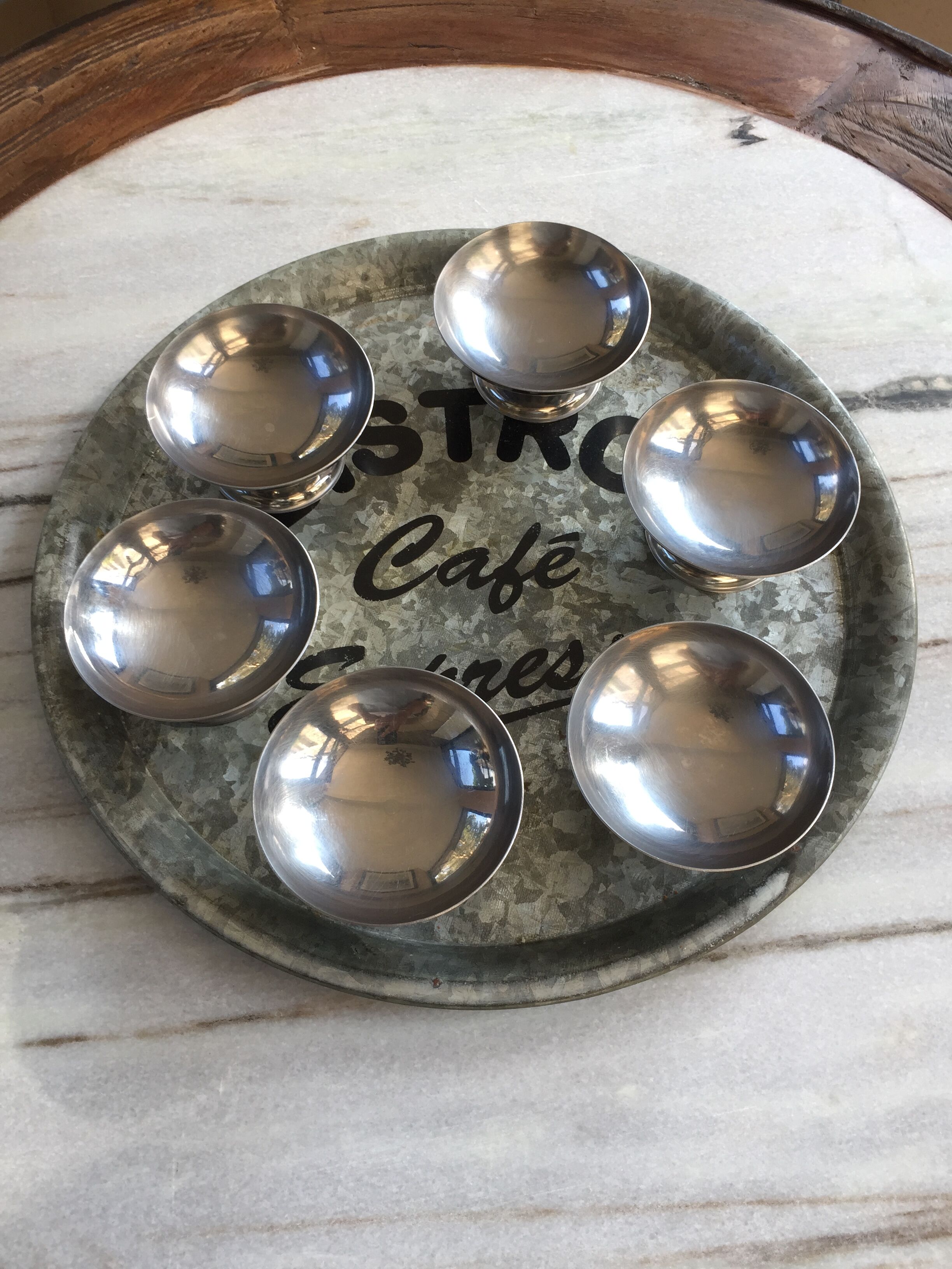 Series of 6 stainless steel ice cups by Guy Degrenne