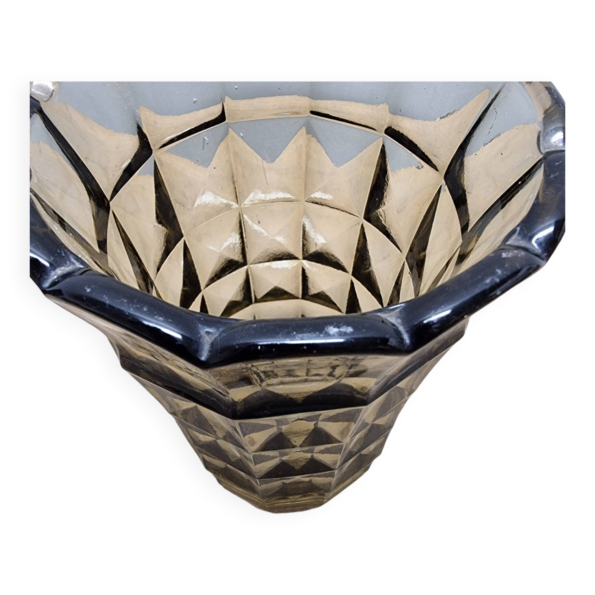 Art Deco Smoked Glass Vase 1930s