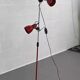 1970s-80s floor lamp in chrome metal and red