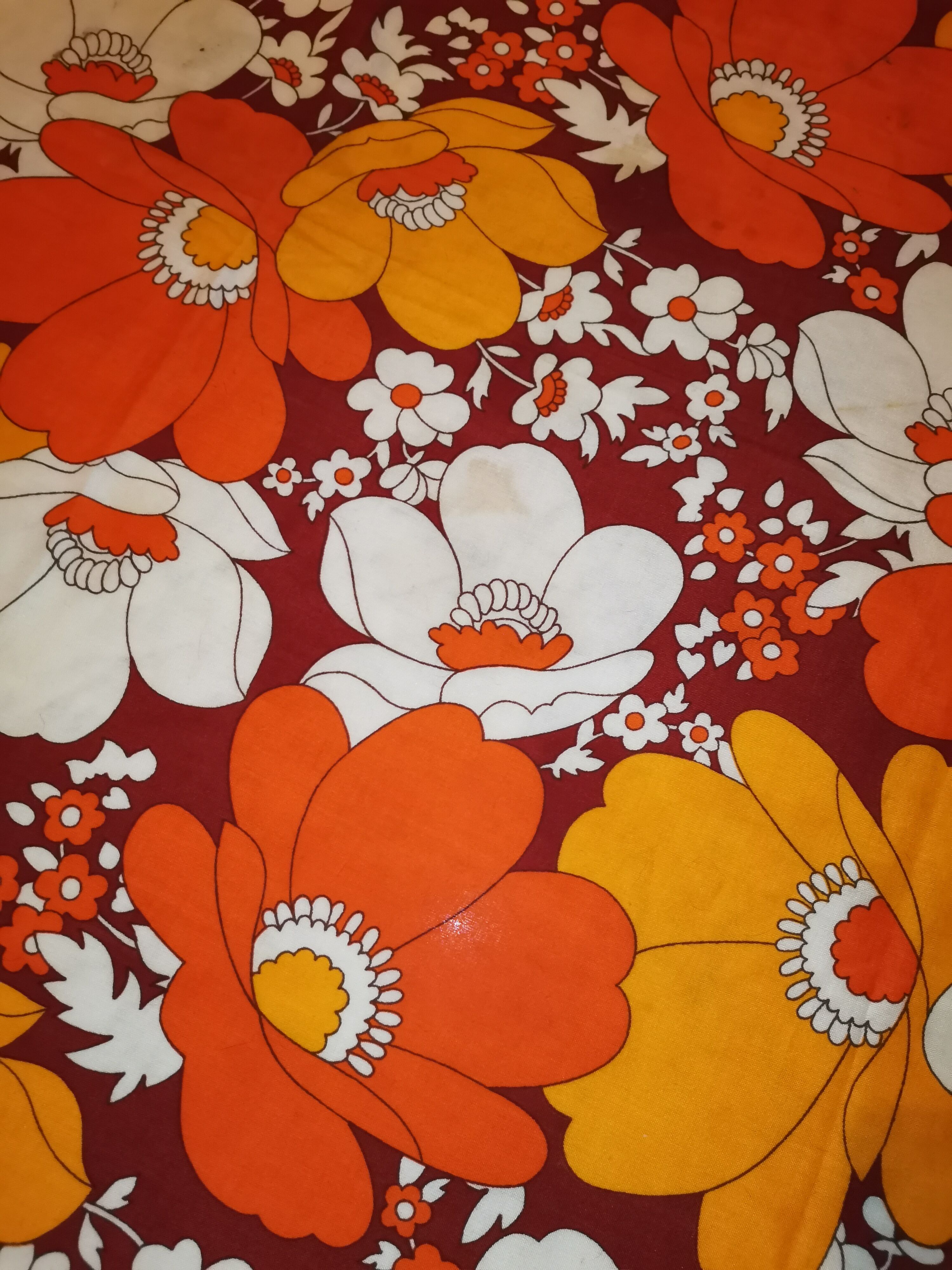 Nappe fleurs orange, 165x160 cm
