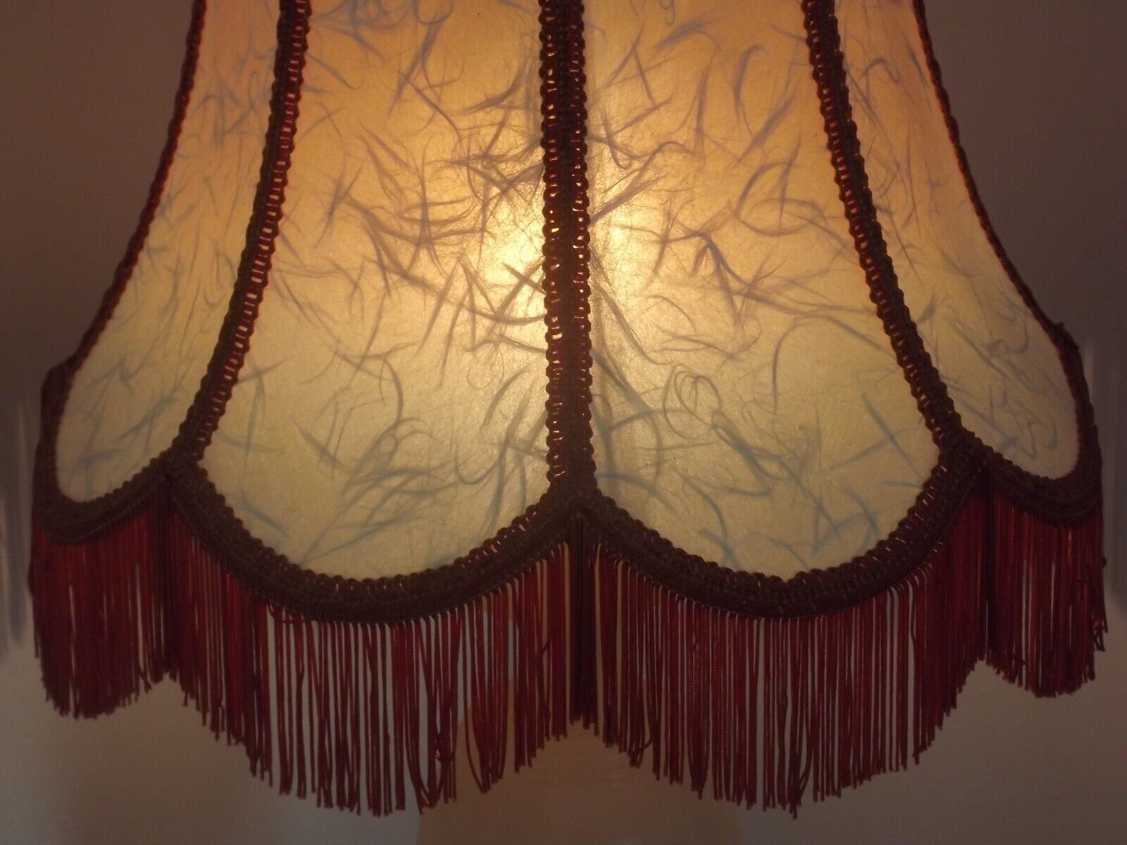 French vintage round marble table lamp with hide skin decorative shade