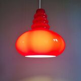 Trio de suspensions Space Age en opaline rouge, Peill & Putzler, 1970