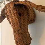 Vintage donkey head in raffia and wicker