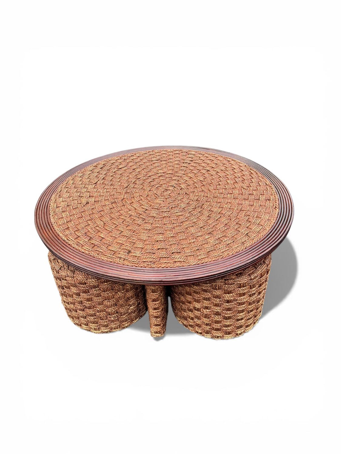Coffee table and 4 stools in the style of Audoux & Minet.