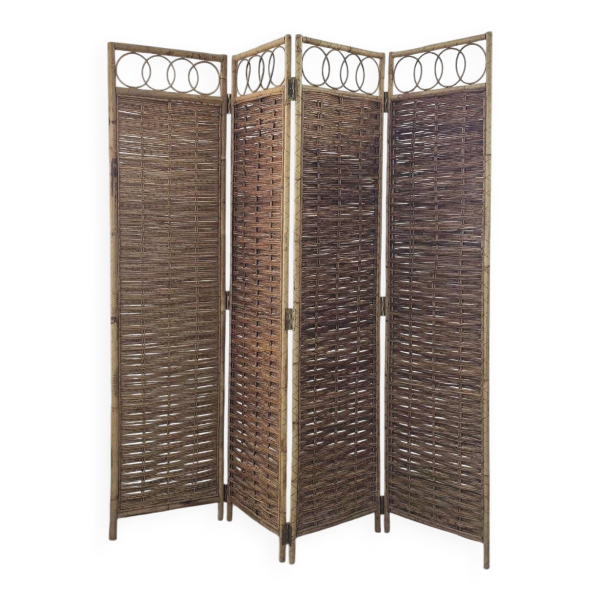 Vintage Italian rattan and bamboo room divider
