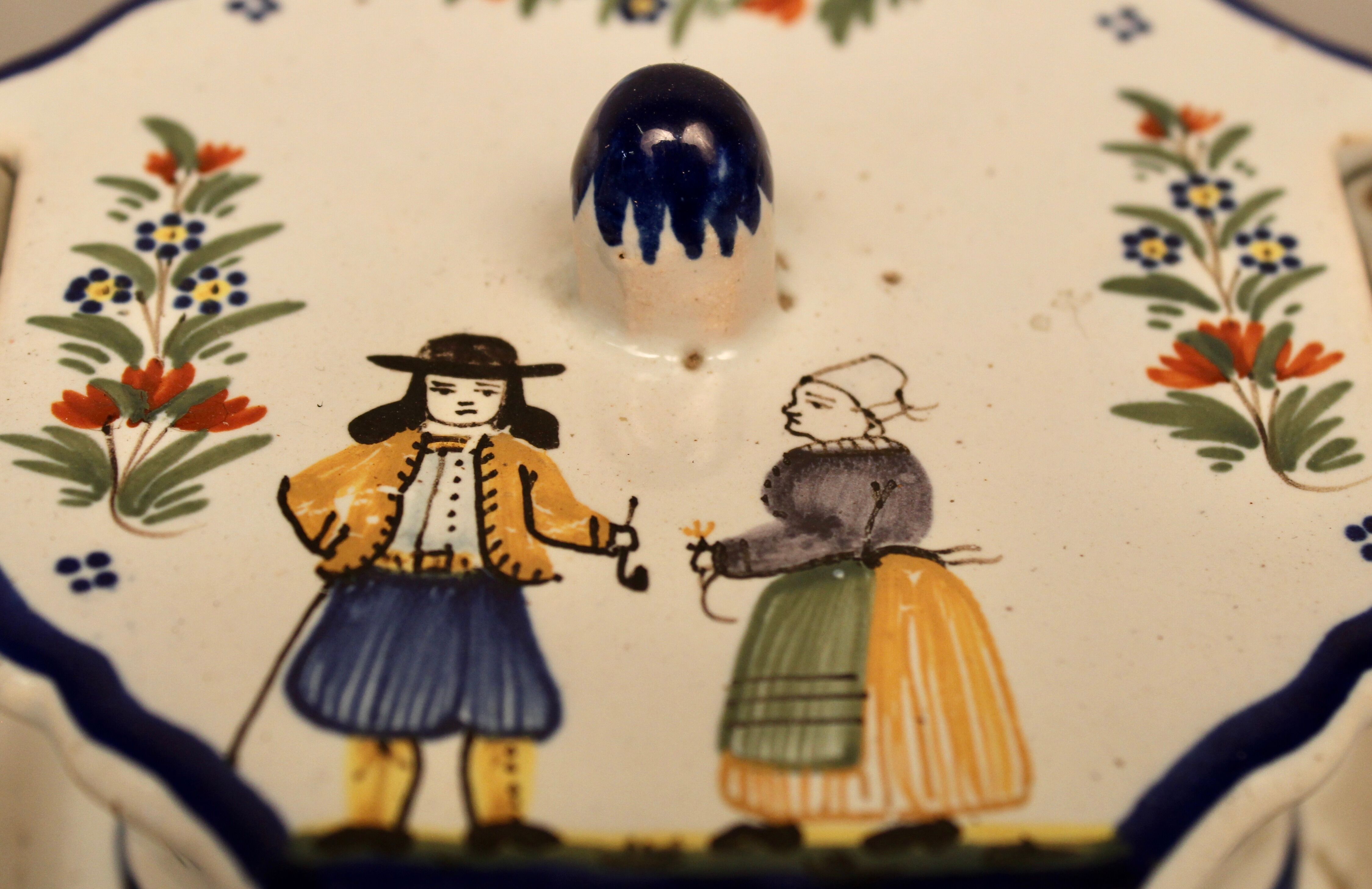 Antique butter dish in Quimper earthenware