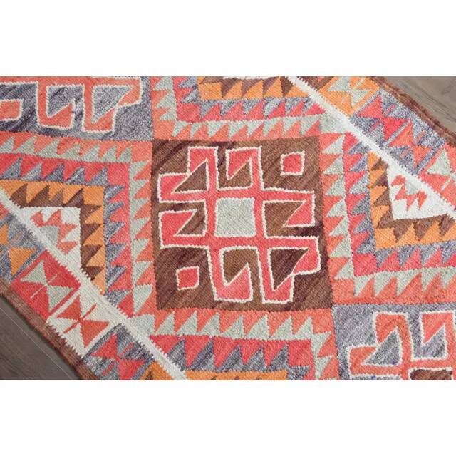 1970s Turkish Oushak Handmade Wool Cotton Pink Runner Rug 98x315