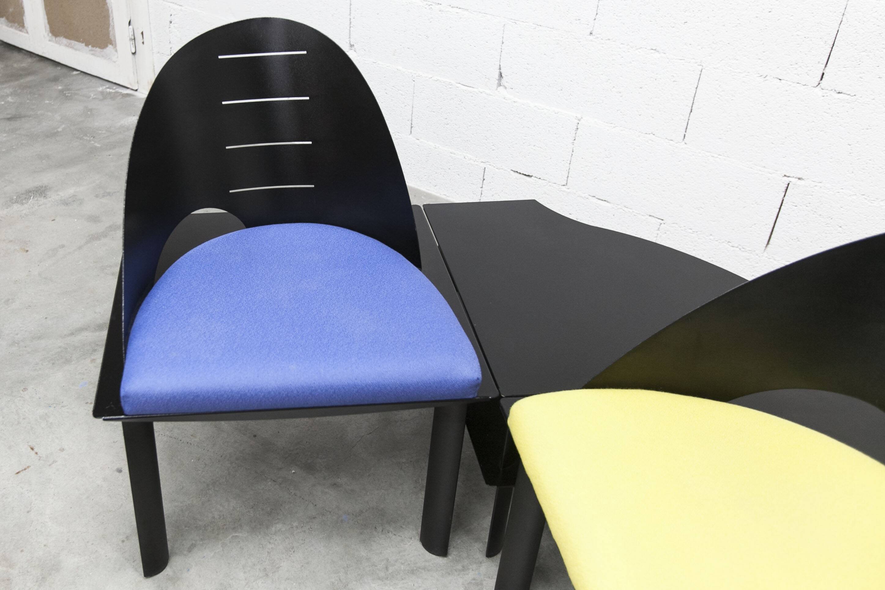 Ensemble 2 fauteuils + table basse design patrice bonneau genexco 1980