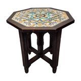 Table d'appoint vintage d'Europe du Sud avec plateau en carrelage, 2e moitié du 20e siècle