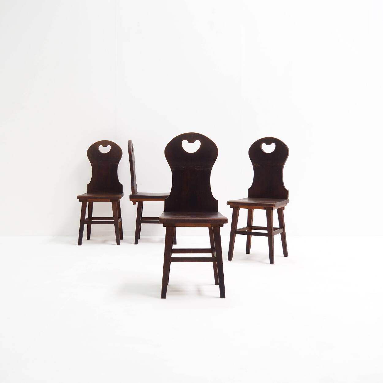 Set of Solid Oak “Farm- or Mountain Chairs” from the Netherlands