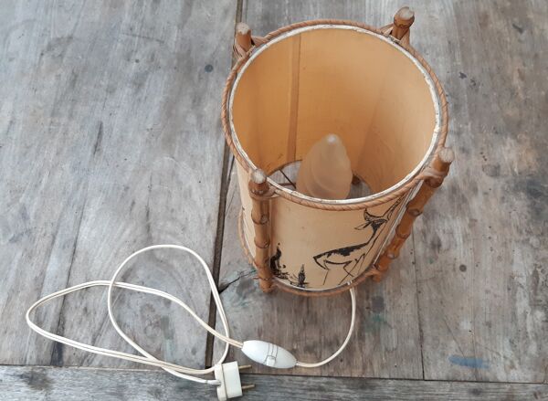 Lampe rotin et parchemin  1950