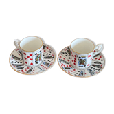 Duo of coffee cups card game Elizabethan