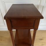 Nightstand, vintage side table with a drawer and a low shelf in solid wood