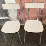 2 White Formica chairs