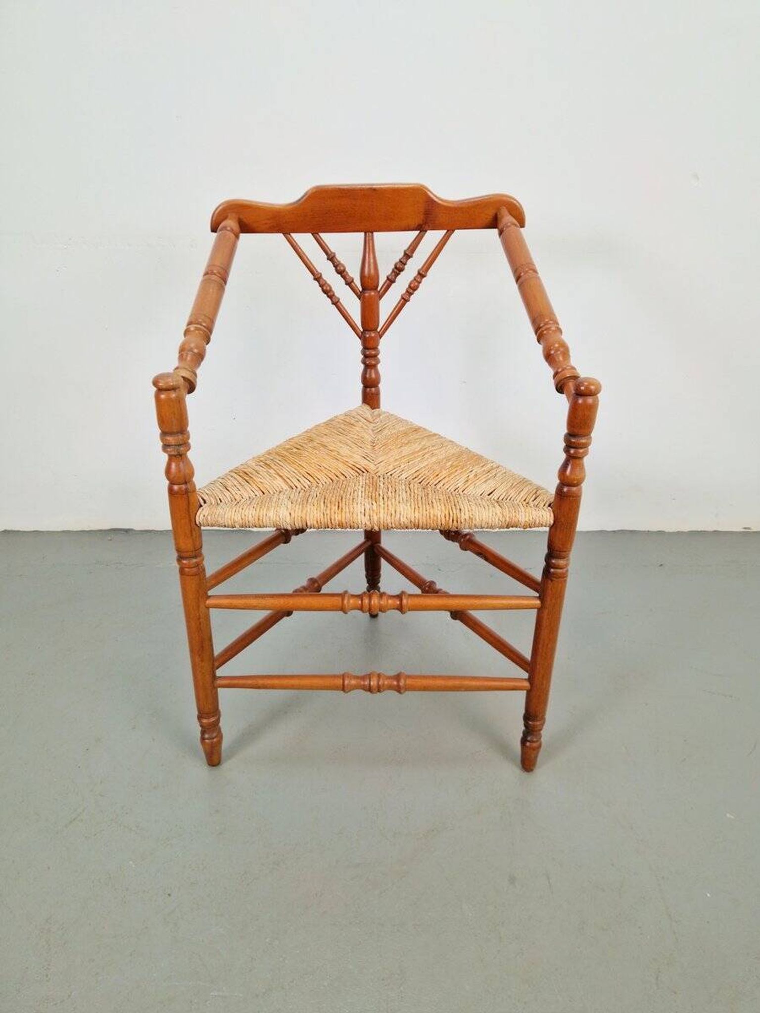 Dutch Bobbin and Rush Corner Chair, 1950s