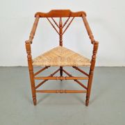 Dutch Bobbin and Rush Corner Chair, 1950s