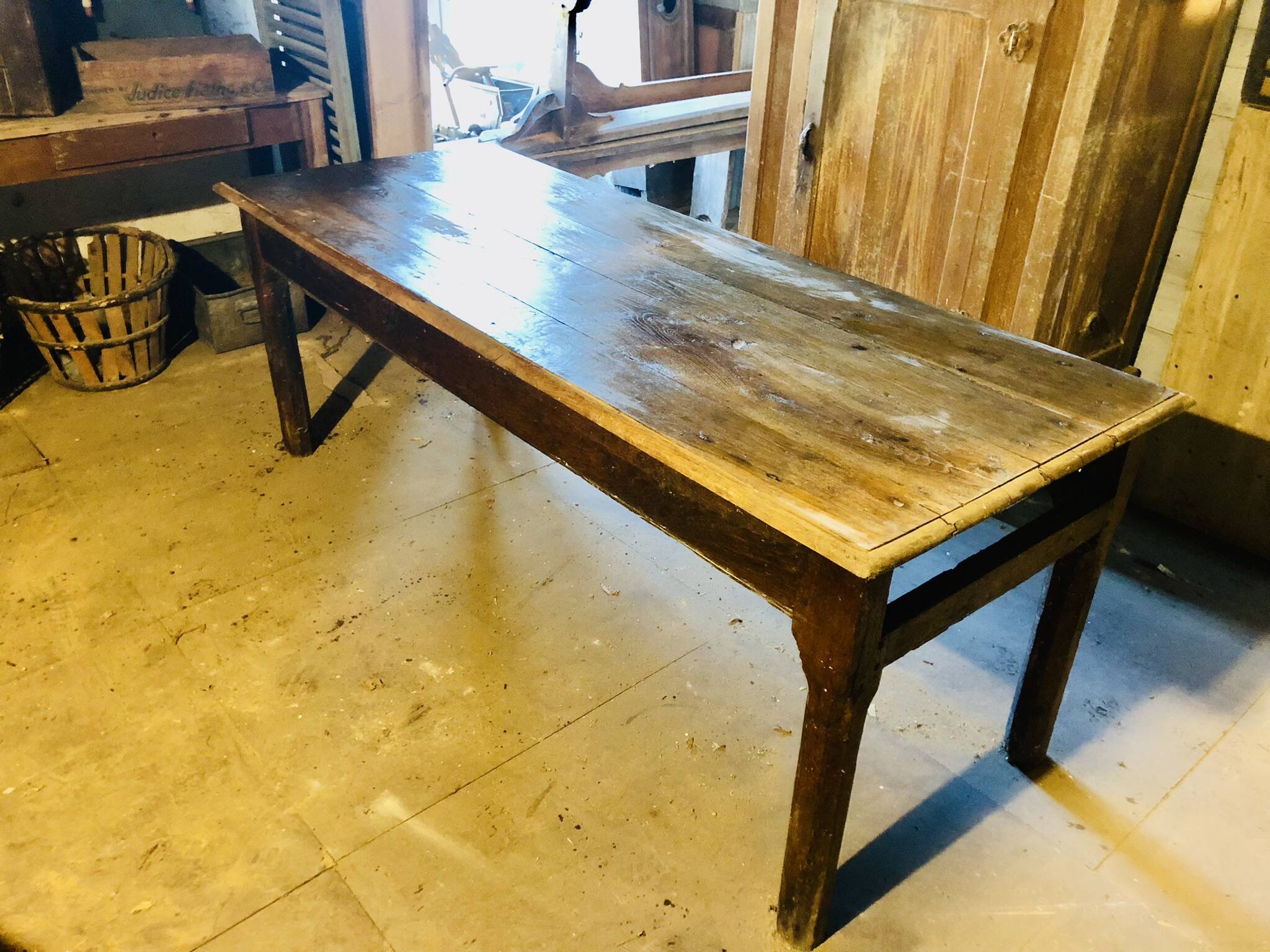 Large country table in cherry wood, late 1800s