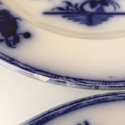 Set of 7 soup plates, Grand Bouquet Boch-Frères Keramis, 19th century