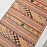 2x9 Green & Red Kilim Runner Rug, 80x287Cm