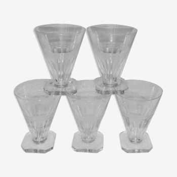 5 verres à vin 10cl art déco