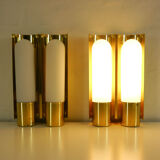 Wall lights brass & glass opal of limburg 1970 s
