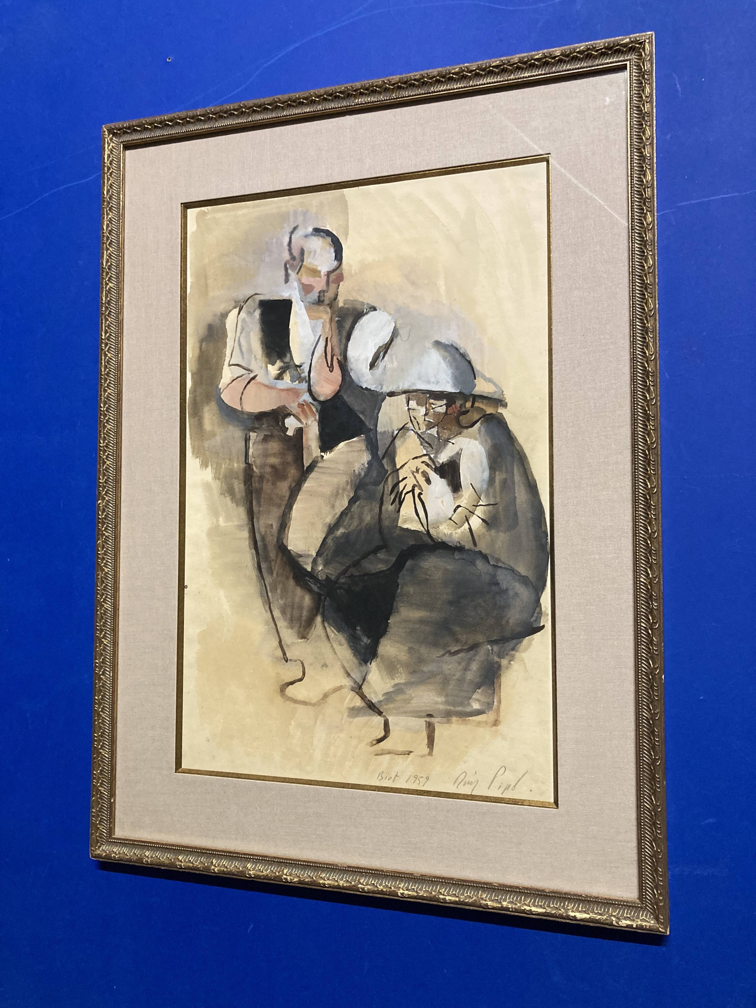 Manolo Ruiz-Pipó (1929-1998), Biotin Couple, watercolor and gouache, 1959